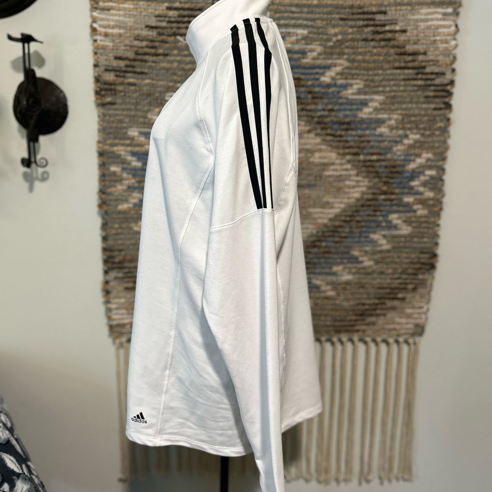 Adidas White Quarter-Zip Pullover with Black Stripes - Picture 4 of 10